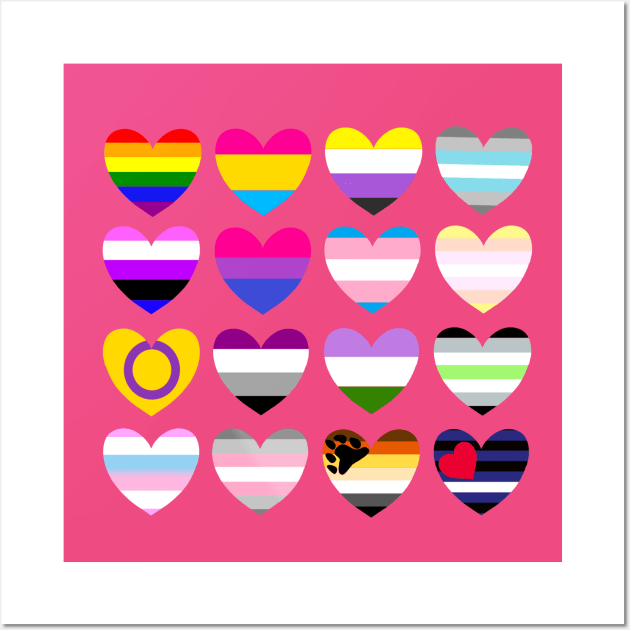 Multi Pride Flag Hearts Wall Art by Salty Said Sweetly